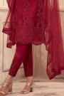 Red Net Embroidered Suit