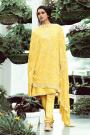 Yellow Woven Silk Suit With Embroidery