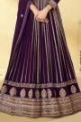 Plum Georgette Embroidered Anarkali Gown