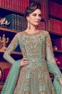 Green Net Embroidered Anarkali Gown