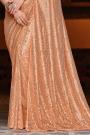 Peach Georgette Sequin Embellished Saree