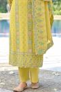 Lemon Yellow Georgette Embroidered Suit