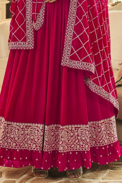 Pink Georgette Embroidered Anarkali Suit