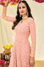 Light Pink Georgette Embroidered Anarkali Dress With Dupatta