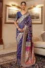 Navy Blue Silk Kashmiri Weaved Saree