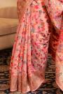 Peach Silk Kashmiri Weaved Saree