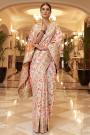 Cream Silk Kashmiri Weaved Saree