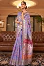 Lilac Silk Kashmiri Weaved Saree