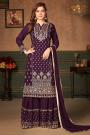 Plum Georgette Embroidered Sharara Suit