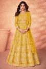 Yellow Net Embroidered Anarkali Dress