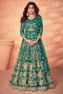 Green Net Embroidered Anarkali Dress