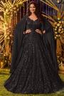 Ready To Wear Stunning Black Georgette Evening Gown