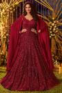 Stunning Red Georgette Evening Gown