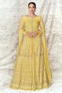 Yellow Georgette Embroidered Anarkali Set With Skirt