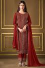 Red Georgette Embroidered Suit