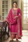 Beautiful Pink Embroidered Silk Suit With Palazzo