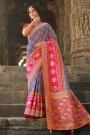 Lavender & Pink  Banarasi Silk Saree With Meenakari Work