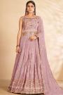 Ready To Wear Light Mauve Embroidered Georgette Anarkali Gown