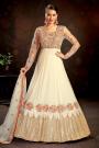 Cream Net Embroidered Sparkly Anarkali Suit