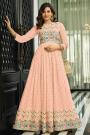 Ready To Wear Soft Peach Georgette Embellished Anarkali Dress With Dupatta