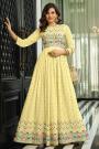 Ready To Wear Lemon Yellow Georgette Embellished Anarkali Dress With Dupatta