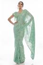 Mint Green Designer Sequin Embellished Georgette Saree