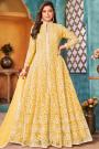 Yellow Net Embellished Anarkali Suit  With Skirt