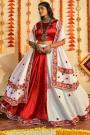 White & Red Embellished Cotton Lehenga Set For Navratri