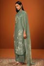 Sage Green Floral Printed Silk Salwar Suit
