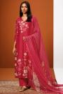 Pink Floral Printed Silk Salwar Suit
