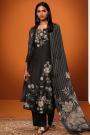 Black Floral Printed Silk Salwar Suit