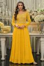 Yellow Chinon Embellished Anarkali Dress With Dupatta