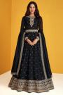 Black Silk Embellished Anarkali Dress