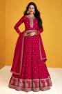 Fuchsia Pink Silk Embellished Anarkali Dress