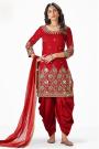 Red Silk Crafted Patiala Style Salwar Suit