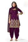 Deep Purple Silk Crafted Patiala Style Salwar Suit