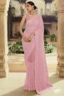 Dusty Pink Soft Net thread Embroidered Saree