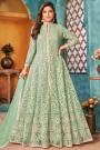 Mint Green Net Embellished Anarkali Suit  With Skirt