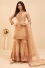 Beige Georgette Embroidered Sharara Suit
