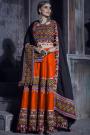 Orange Embellished Cotton Lehenga Set For Navratri