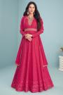 Fuchsia Pink Georgette Embellished Anarkali Dress