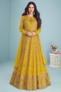 Yellow Georgette Embellished Anarkali Dress