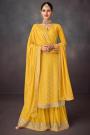Yellow Embellished Georgette Sharara Suit