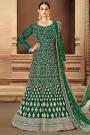 Dark Green Net Embroidered Anarkali Dress