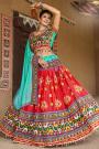 Red Cotton Embroidered Lehenga Choli Set For Navratri