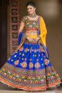 Royal Blue Cotton Embroidered Lehenga Choli Set For Navratri