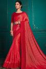 Bright Red Silk Embroidered Saree