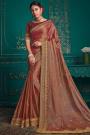 Rustic Old Rose Silk Embroidered Saree