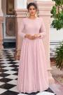 Mauvey Pink Georgette Embroidered Anarkali Dress With Dupatta