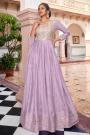 Lavender Chinon Embroidered Anarkali Dress With Dupatta